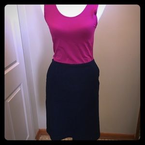 LL Bean  navy A-Line eyelet skirt. $$ LOWERED